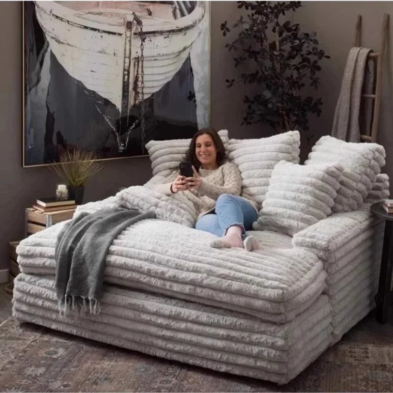 Nordic Sofabed Vacuum Compression Sofa Bed Modern Simple Lazy Sofa Bed  Thick Strip Velvet Large Sofa Bed Living Room Furniture