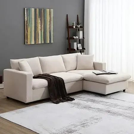 #For L-Shaped Modular Sectional Sofa, 3-Seater Comfy Cloud Couch with Ottoman/Chaise & 5 Pillows for Living Room Bedroom&