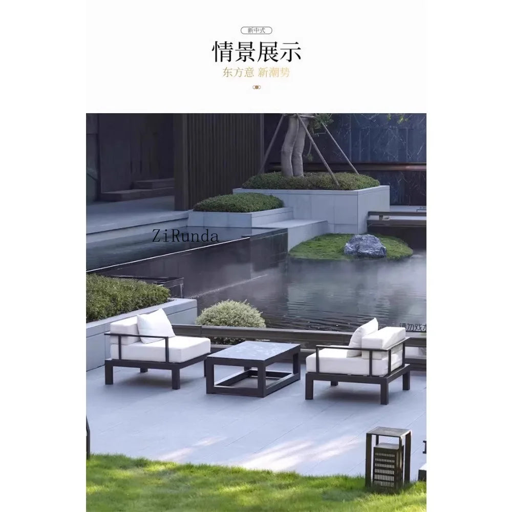 Outdoor sofa aluminum alloy outdoor waterproof sunscreen leisure sofa chair