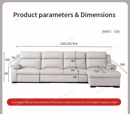L-shaped Living Room Sofa Leather Electric Recliner Sofa Multi-functional Sofa Bed Folding Small Furniture with Storage Space