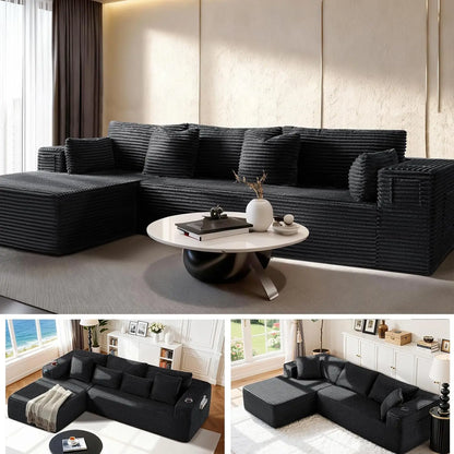 108" Cloud Sectional Couch, Comfort U Shaped Boneless Couch for Living Room, Extra Deep Seats No Assembly, Minimalist Modular