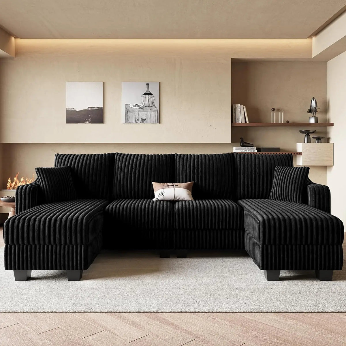 U Shaped Couch with Reversible Chaises Sectional Couches for Living Room Sectional Couch with Ottomans Corduroy, Customized