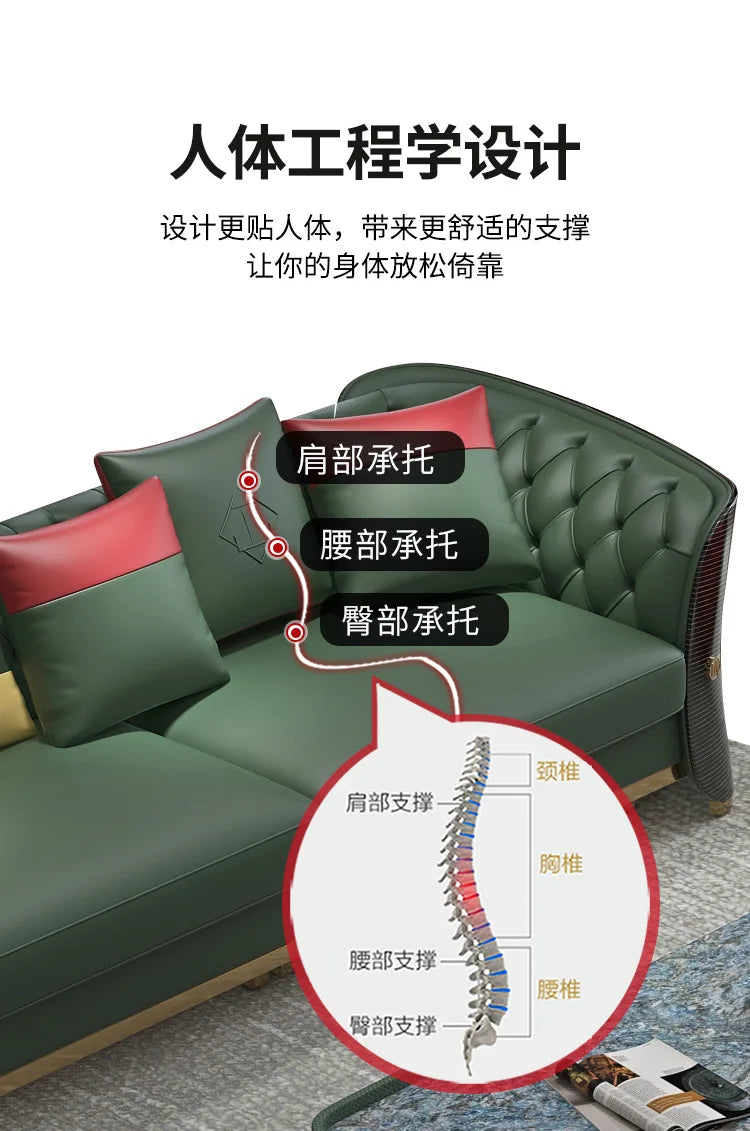 Italian luxury light luxury leather buckle sofa post-modern living room size apartment villa designer new sofa