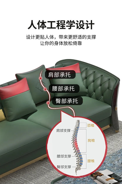 Italian luxury light luxury leather buckle sofa post-modern living room size apartment villa designer new sofa