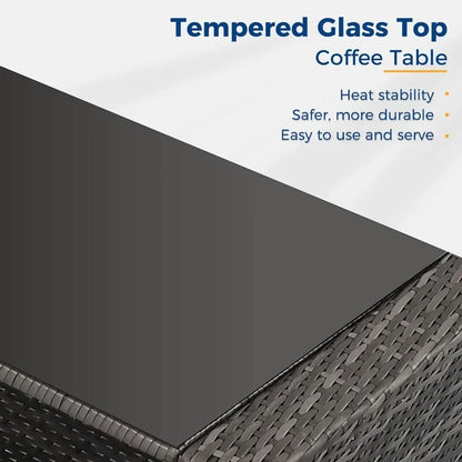 Wicker Conversation Set for Porch Deck Camping Gray Rattan Sofa Chair With Cushion  Camping Table Patio Furniture Outdoor Set