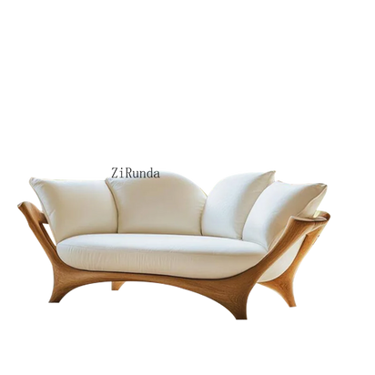 New Chinese-style solid wood sofa living room leather sofa chair modern simple black walnut sofa