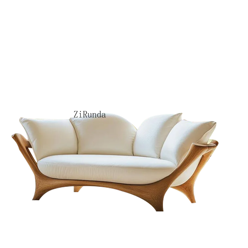 New Chinese-style solid wood sofa living room leather sofa chair modern simple black walnut sofa