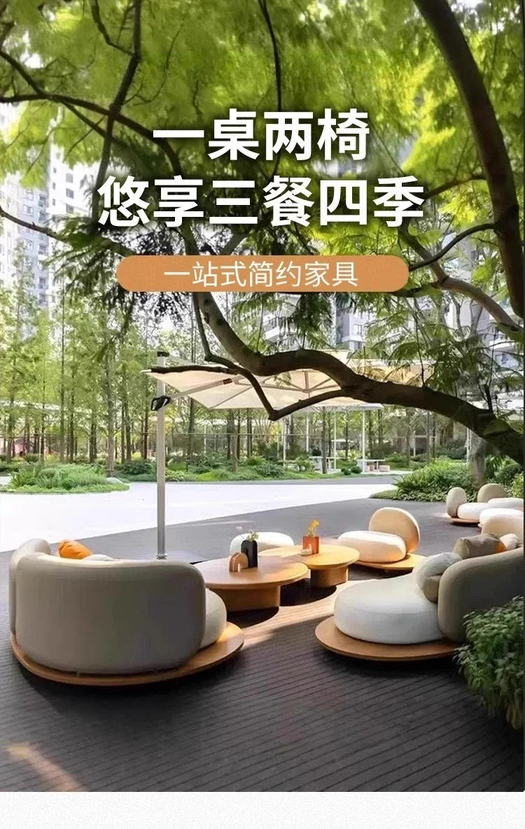 Outdoor sofa courtyard garden open-air balcony sofa leisure creative cloud deck chair combination homestay teak furniture