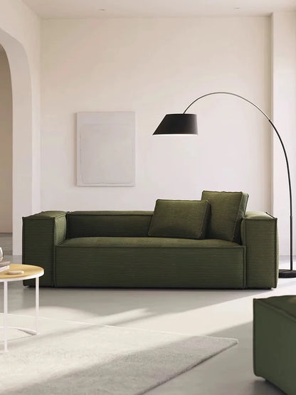 Retro corduroy tofu sofa straight row small apartment living room corner combination fabric small sofa