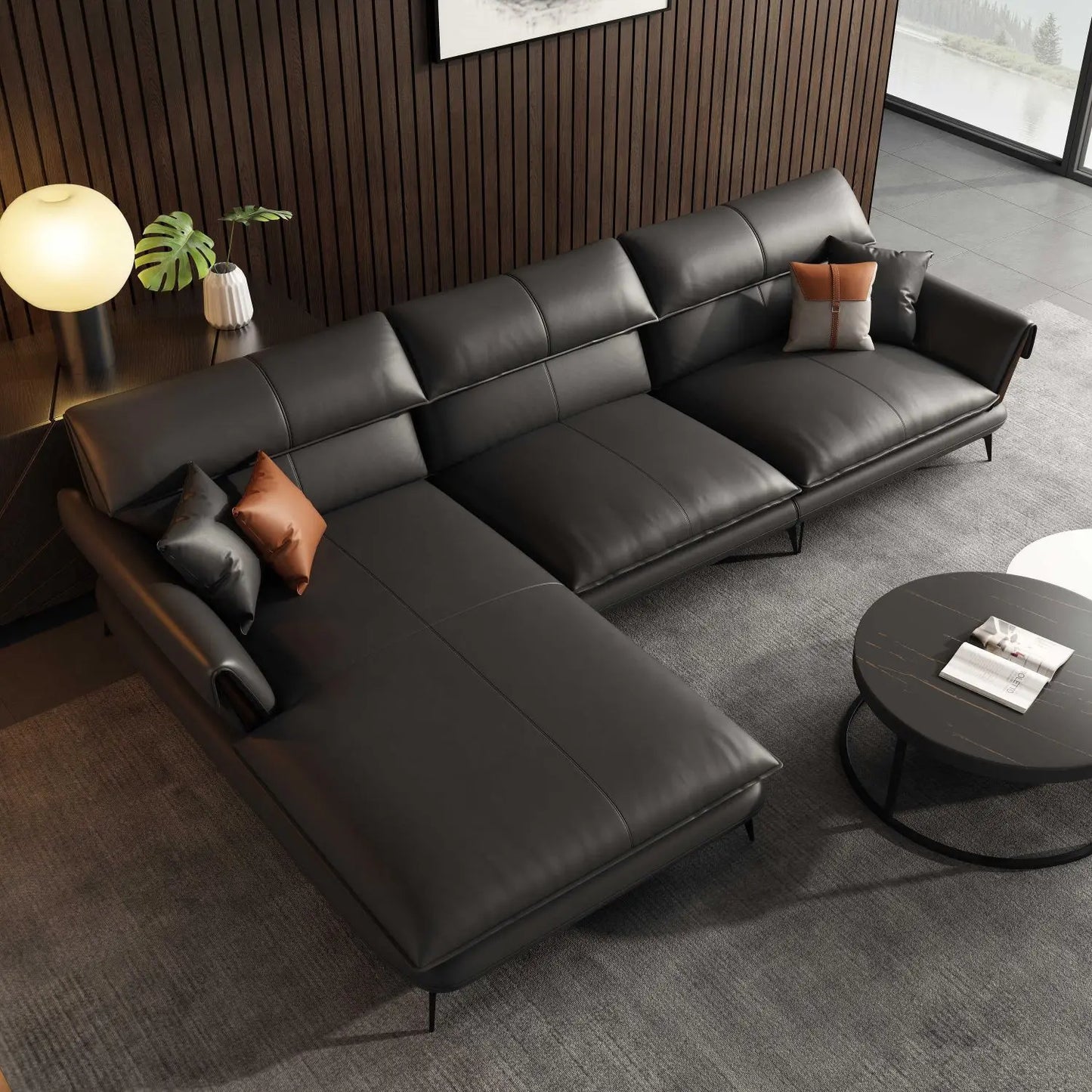 Best Seller Modern Leather Sofa Corner Simple Living Room Italian Luxury Leather Blue Sofa L Shaped Sectional Couch