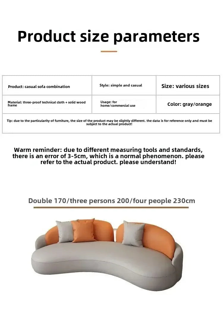 Hotel Sofa, Light Luxury Curved Leather Art Sofa, Cat Scratch Leather,  Salon Rest Set, Sofa and Coffee Combination