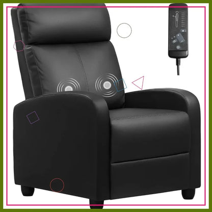 Adjustable Massage Recliner Chair with Footrest, PU Leather Sofa for Living Room Home Theater