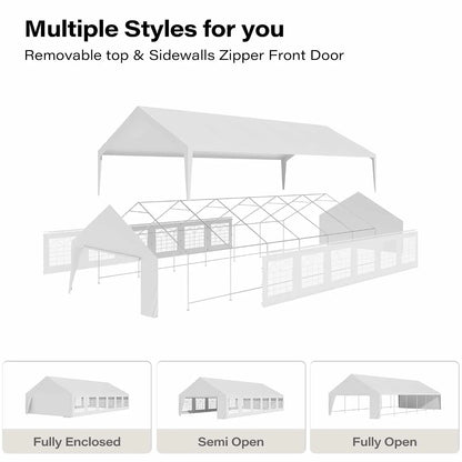 20x40 Party Tent for 50-80 People, Heavy Duty Party Tent Canopy with Sidewalls & Steel Frame, White Event Shelter, Customized