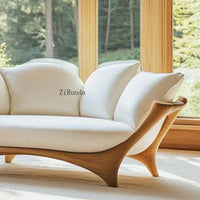 New Chinese-style solid wood sofa living room leather sofa chair modern simple black walnut sofa