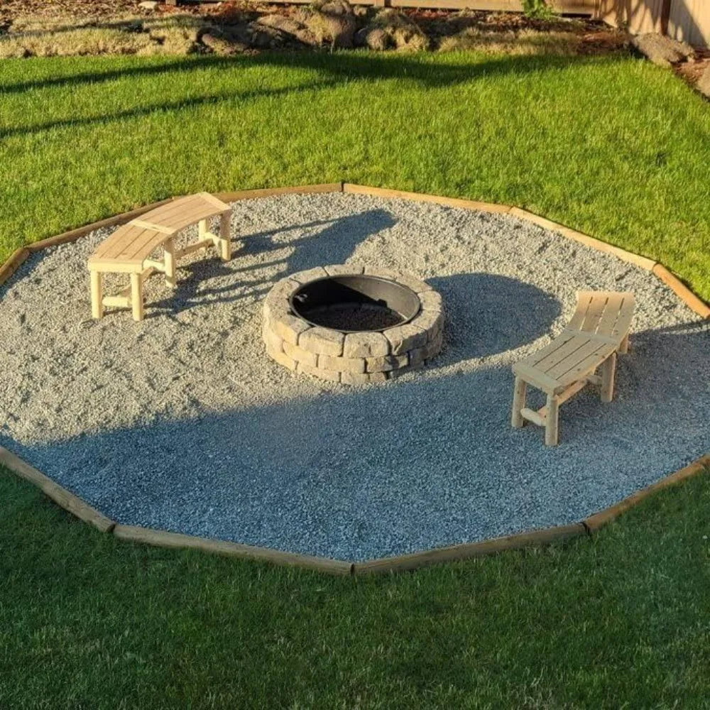 Outdoor Wooden Curched Backless Porch Bench Rustic Cedar Fir Log Fire Pit Bench for Patio Garden Deck Backyard 2 Packs