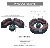 Terrace Semicircular C Modular Lounge Set Aluminum Outdoor Furniture Modern Luxury Garden Combination Rattan Sofa Set