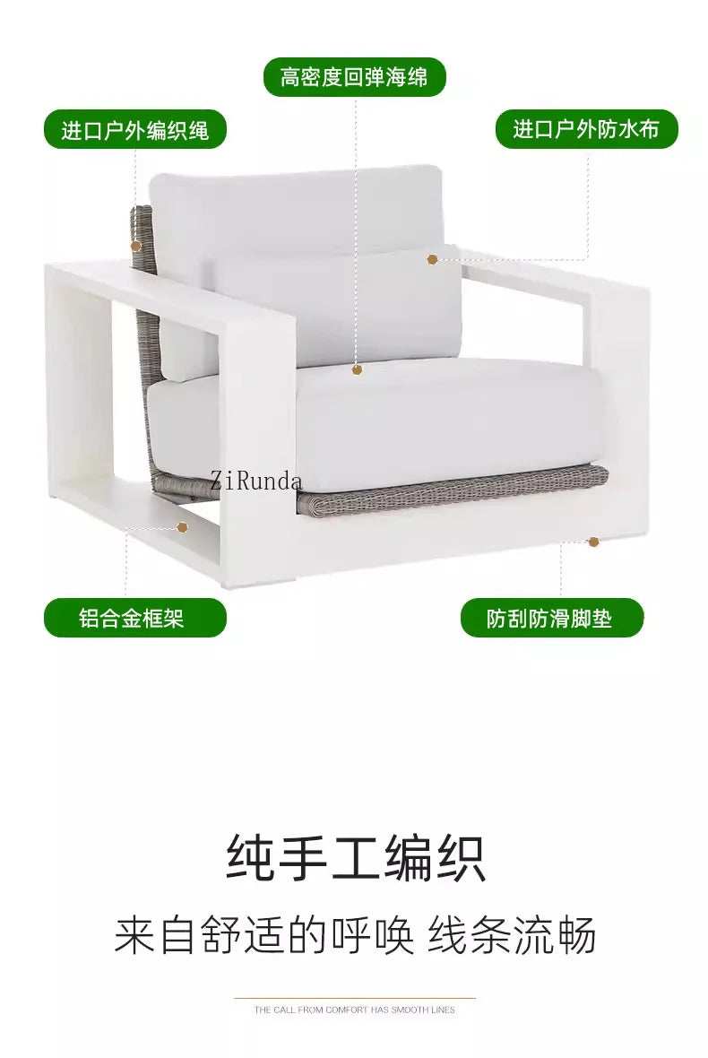 Aluminum alloy outdoor sofa open-air balcony villa courtyard coffee table combination furniture