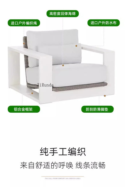 Aluminum alloy outdoor sofa open-air balcony villa courtyard coffee table combination furniture