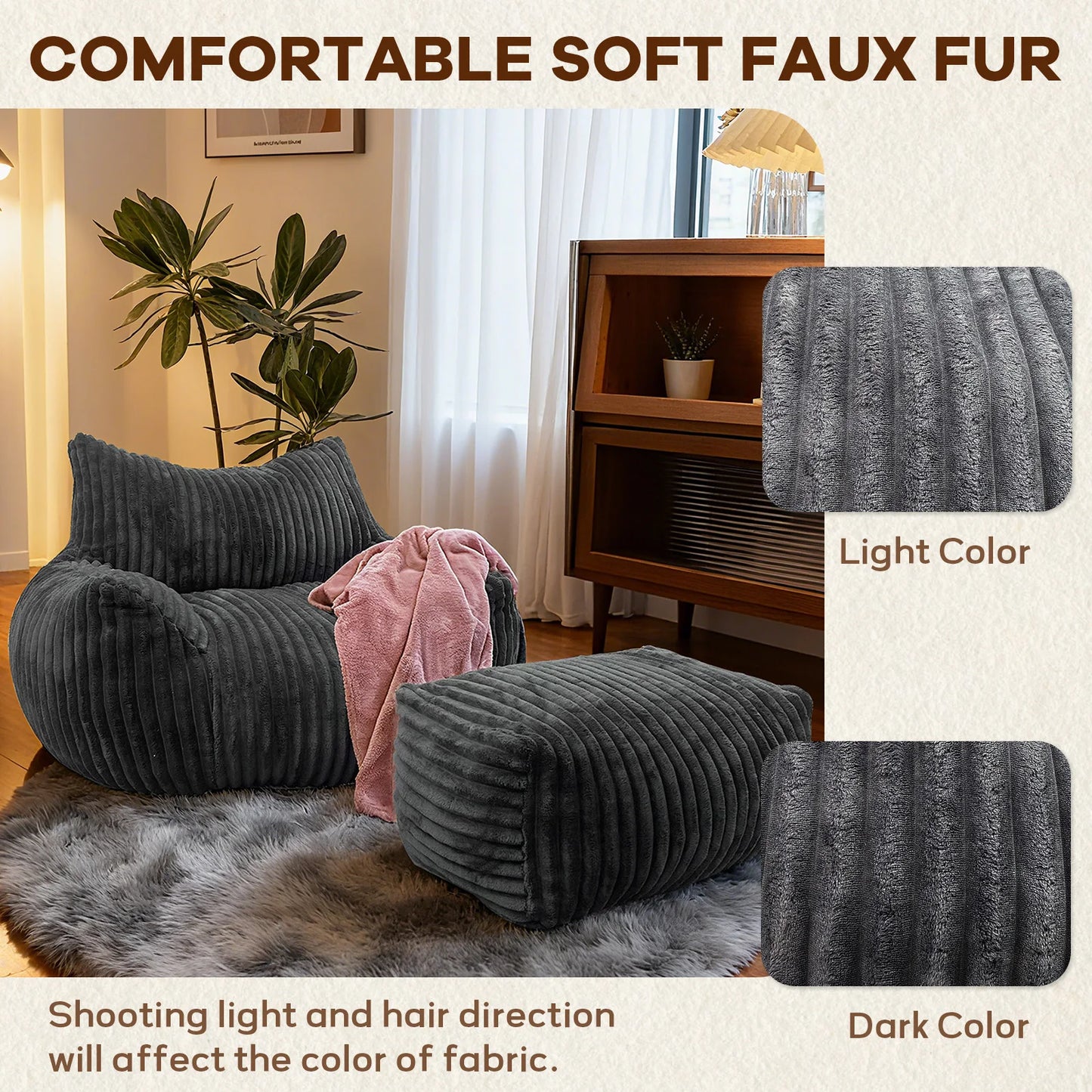 Reading Chair Bean Bag Chairs for Adults, Living Room Furniture, BeanBag Density Foam Couch, Floor Lazy Soft, Comfy Reading Nook