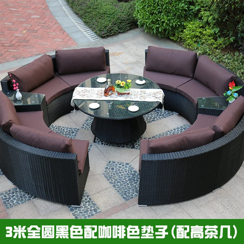 Outdoor circular rattan combination hotel curved living room sofa