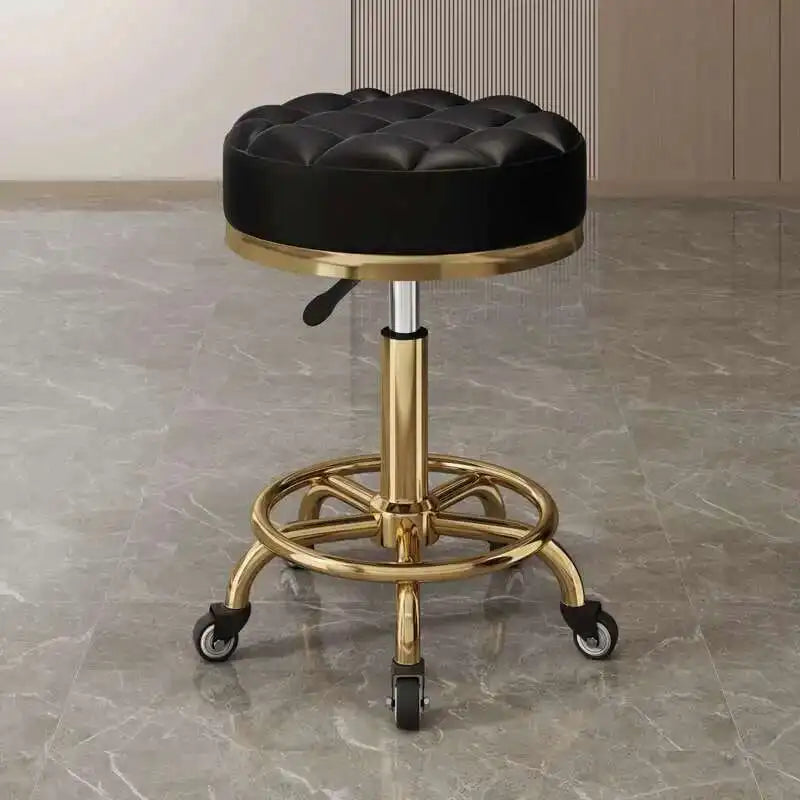 Barber Nail Salon Chair Swivel Wheels Rotating Salon Hair Stylist Barbershop Equipment Furniture Professional Rolling Silla