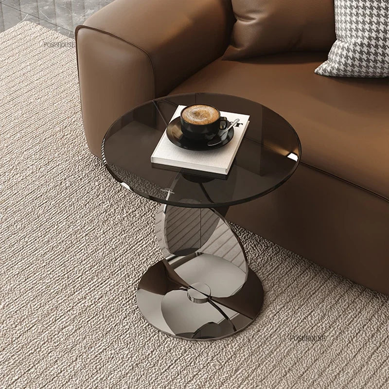 Nordic Light Luxury Coffee Tables Glass Side Table Designer Stainless Steel Corner Table Home Furniture Living Room Coffee Table