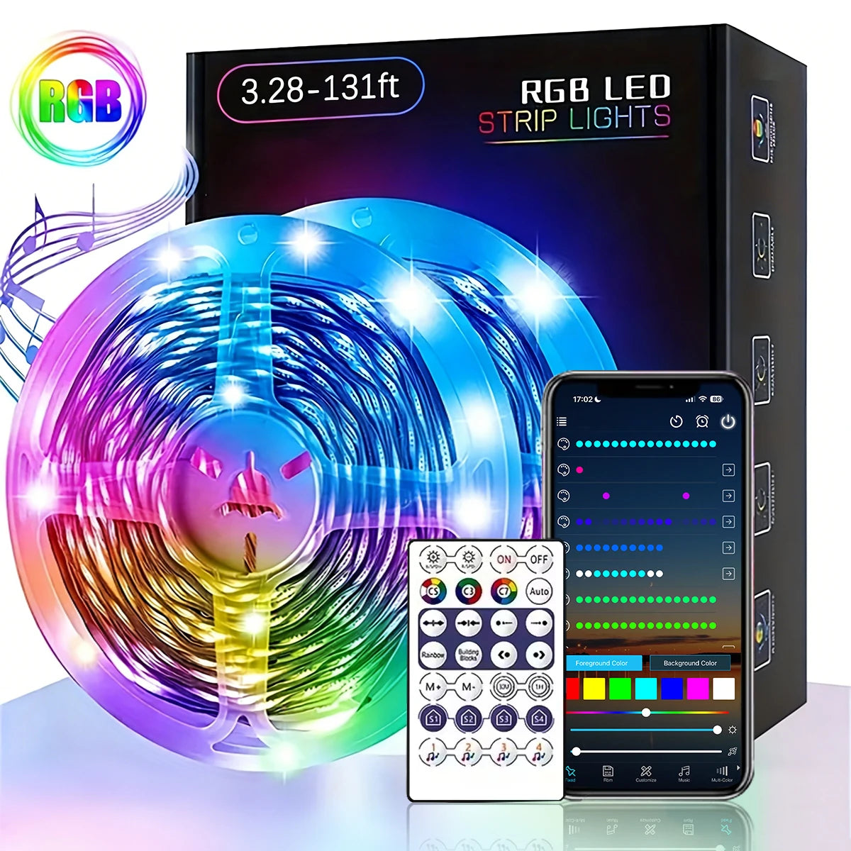 WS2812B LED Strip Lights 1-20M 5V RGB IC Music Sync Color Changing Magic Color Flexible Ribbon for Bedroom Kitchen TV Backlight