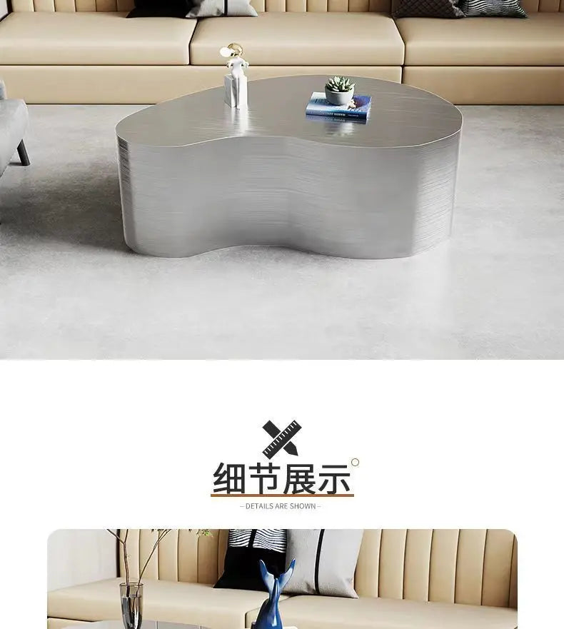 Creative special-shaped stainless steel light luxury mirror modern living room simple tea table coffee irregular table