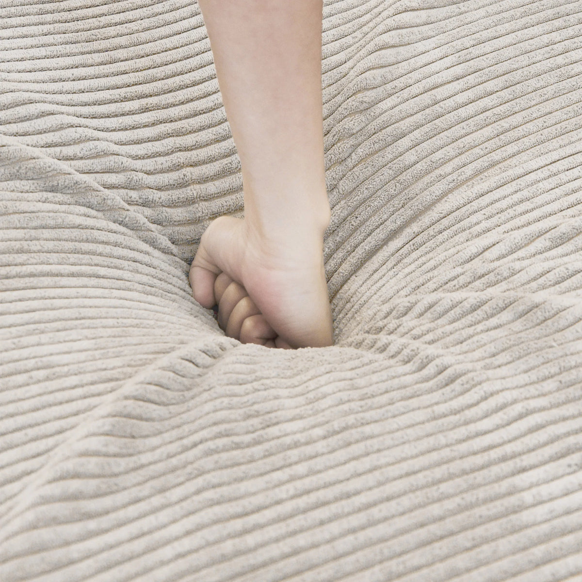 Sdorens 141.73'' L Shape Sectional Sofa Corduroy Fabric Couches Oversized 3 Seater Couch with 1 Ottomans for Living Room Set