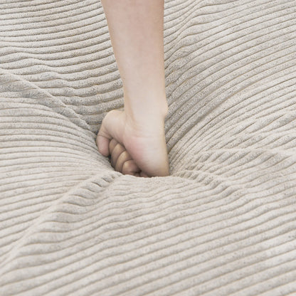 Sdorens 141.73'' L Shape Sectional Sofa Corduroy Fabric Couches Oversized 3 Seater Couch with 1 Ottomans for Living Room Set