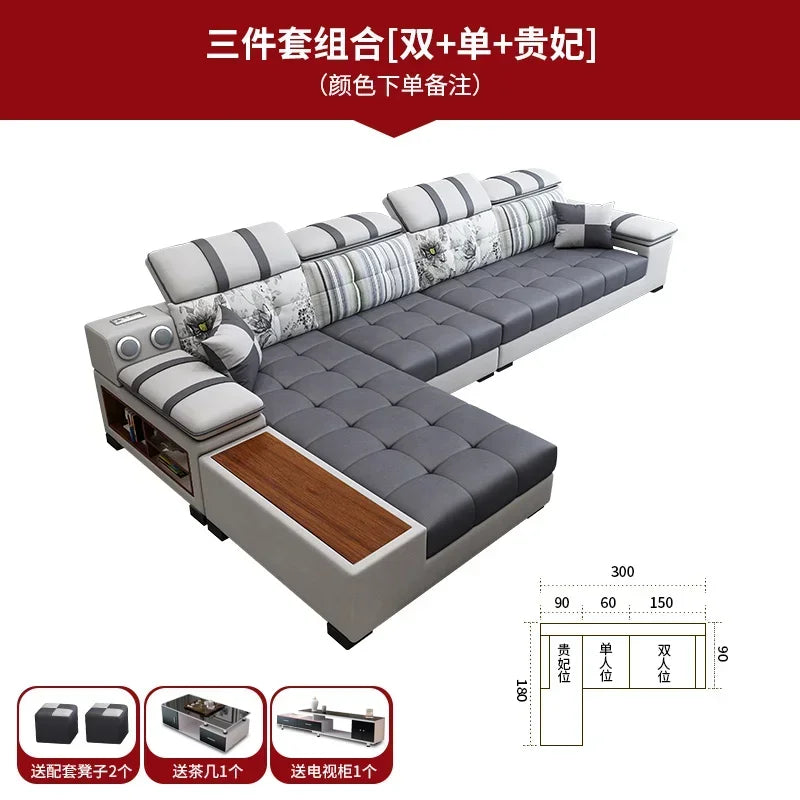 Luxury Technology Cloth Sofa Living Room Furniture Modern Cloakroom Bedroom Sofa Combination Nordic Apartment Sofa Set
