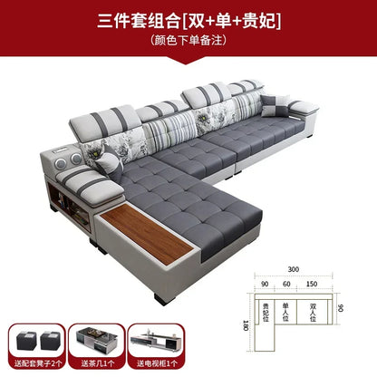 Luxury Technology Cloth Sofa Living Room Furniture Modern Cloakroom Bedroom Sofa Combination Nordic Apartment Sofa Set