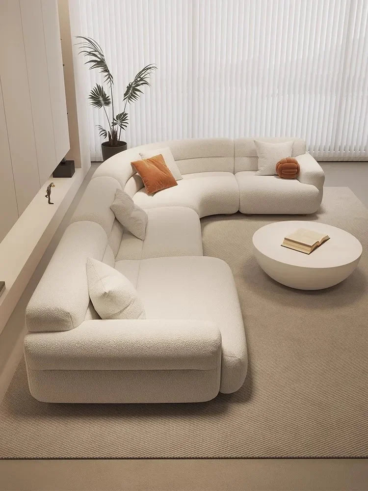 yA38 Italian minimalist corner large arc fabric combination sofa modern beauty salon size apartment