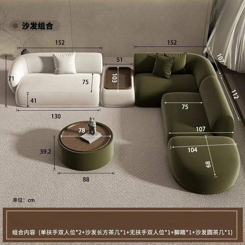 Curved Sofa Special Shaped Designer Beauty Salon Couch Lounge Area Sofa Coffee Table Set Furniture Velvet Living Room Sofas