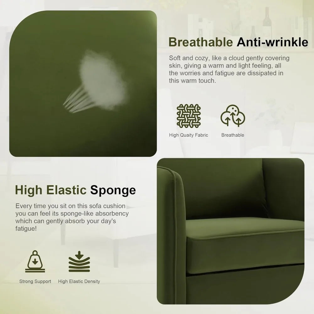 Velvet Accent Chairs Set of 2, Modern Upholstered Accent Chair Comfy Velvet Armchair with Thick Cushion and Wood Frame