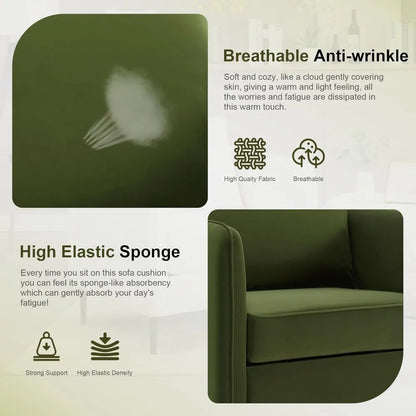 Velvet Accent Chairs Set of 2, Modern Upholstered Accent Chair Comfy Velvet Armchair with Thick Cushion and Wood Frame