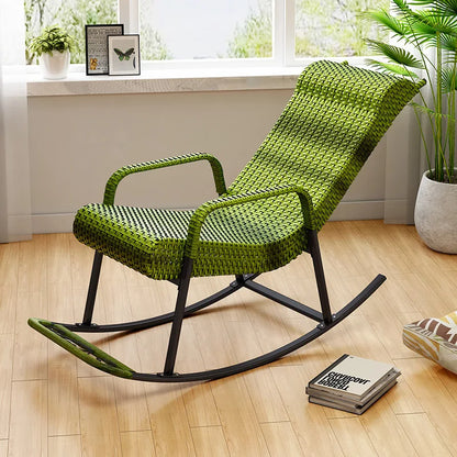 Adult Rattan Rocking Chair Outdoor Balcony Leisure Recliner Indoor Lazy Nap Chair Elderly Home Furniture