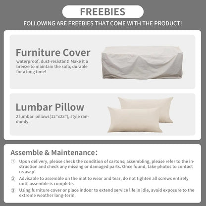 Patio Furniture 3-seat Sofa Wicker Outdoor Furniture Outdoor Couch Deep Seat Hight Backrest Waterproof Cover, Customized