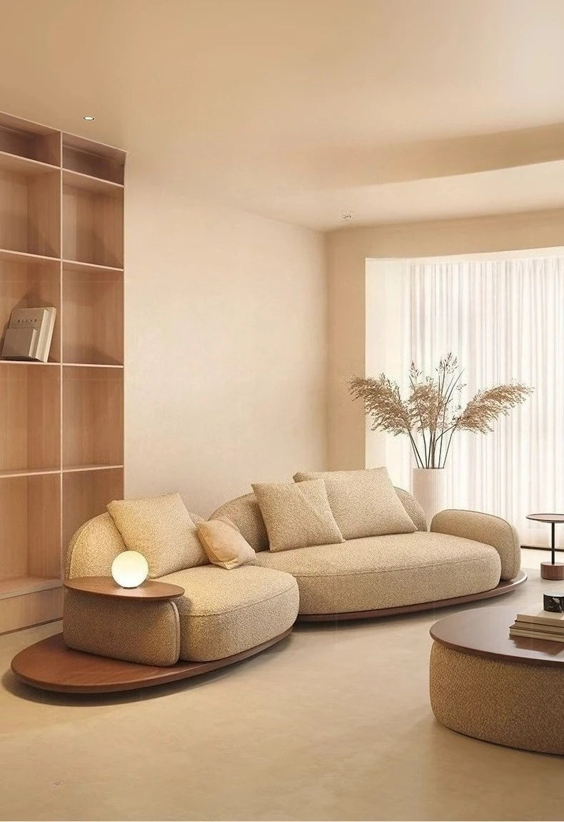 Living Room Coffee Table Designer Creative Three-person Log Style Furniture Modern Simple Modern Morocco Fabric Sectional Sofas