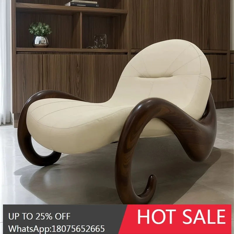 SGF Sofa Chair Creative Single New Italian Minimalist Genuine Leather Leisure Recliner