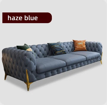 leather sofa setLight luxury sofa combination high-end living room furniture  Italian stainless steel modern art