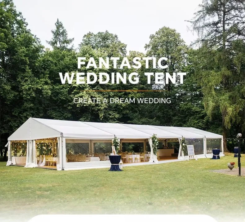 Aluminum White PVC Wedding Party Tent, Inner Ceiling Liner, Anniversary Outdoor Marquee for 500‑Person Banquet,Event Gathering