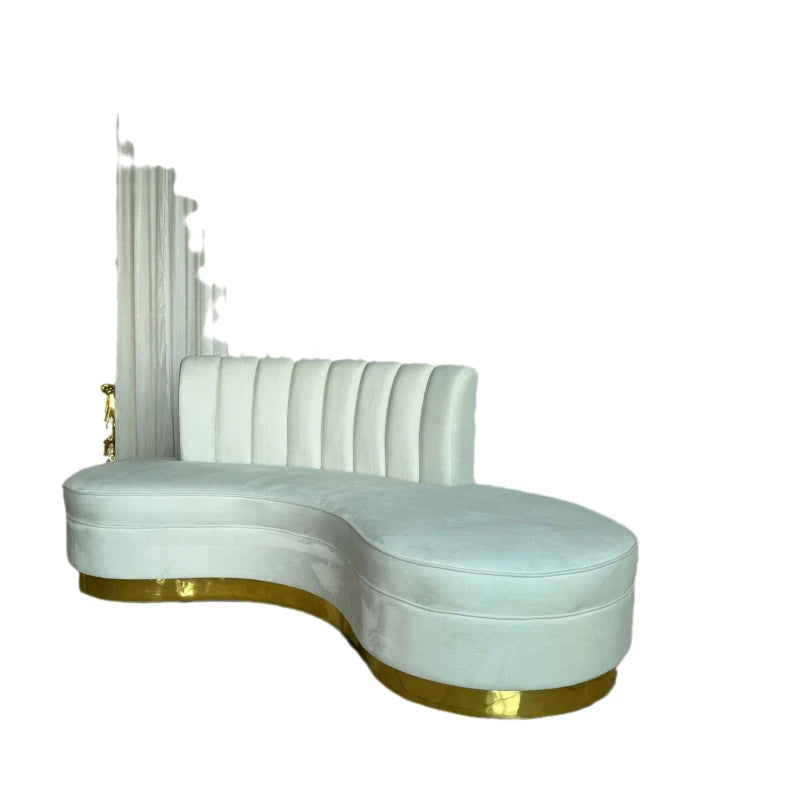 Light luxury flannel three-person sofa designer beauty salon clubhouse reception leisure modern curved sofa