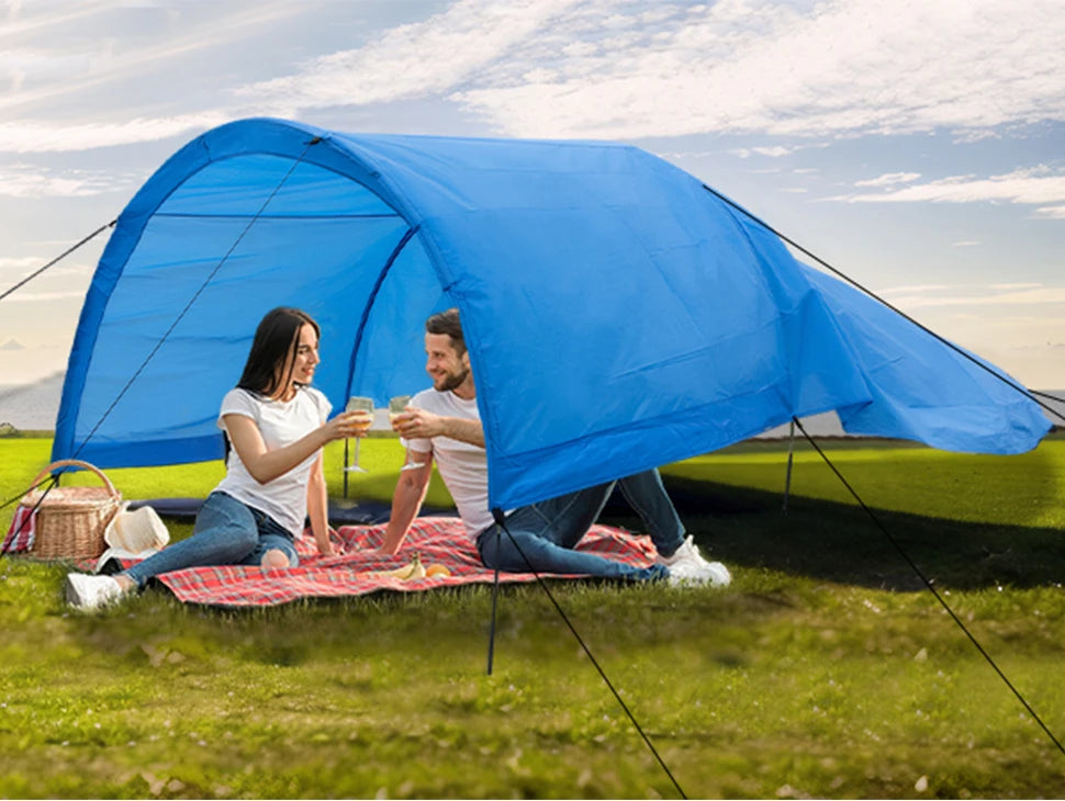 WESTTUNE Portable Beach Shade Compact Wind-Powered Beach Canopy Foldable Outdoor Sun Shelter Beach Tent for 8 People 200 Sq. Ft.