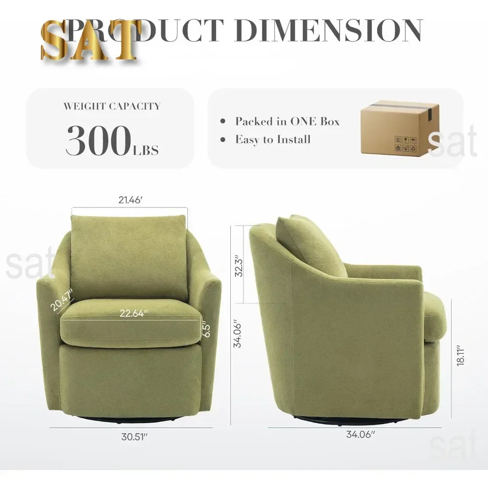 /Swivel Chair Set of 2, Upholstered Round Barral Chair, 360° Swivel Accent Chair Ergonomic Backrest, Morden Armchair, Green