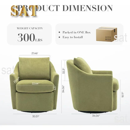 /Swivel Chair Set of 2, Upholstered Round Barral Chair, 360° Swivel Accent Chair Ergonomic Backrest, Morden Armchair, Green