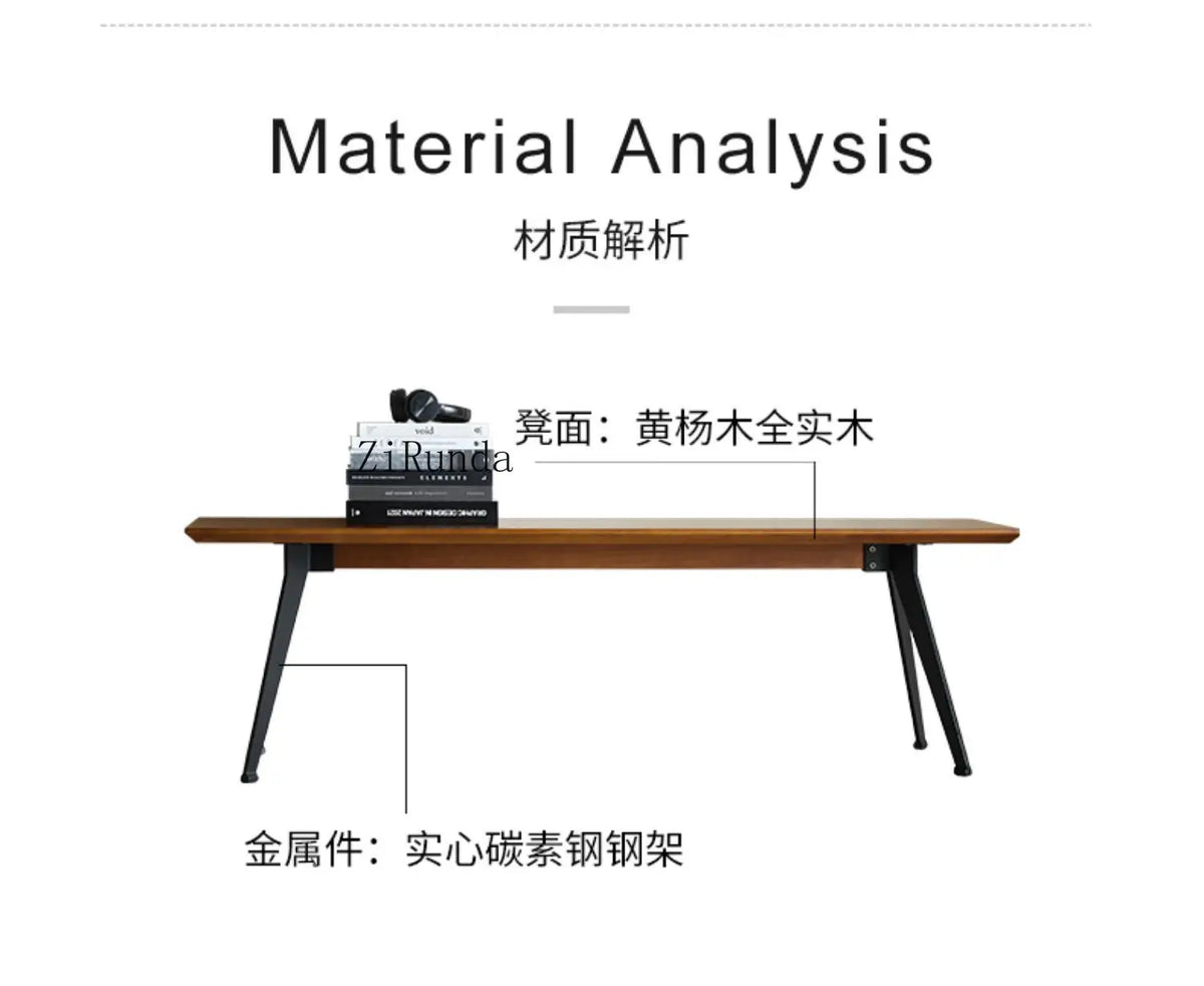 Japanese-style wabi-sabi wind all-solid wood bench light luxury household dining table living room shoe changing stool