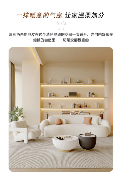 Curved Living Room Sofas Designer Beauty Salon Sofa Clothing Store Rest Area Reception Sofa Cream Style Living Room Furniture GL