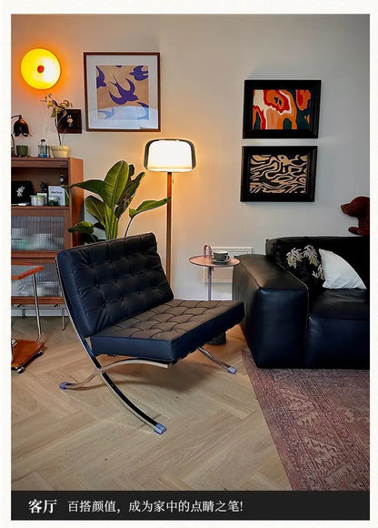 Single sofa, designer, Italian style, living room, leather, light luxury, leisure chair
