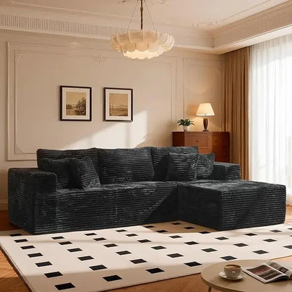 108" Luxury Modular Cloud Sofa – 100% High-Density Foam Sectional, Oversized Convertible L-Shaped Sofa Bed with Plush Fabric